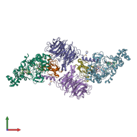 PDB entry 4fa5 coloured by chain, front view.