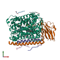 PDB entry 4fa7 coloured by chain, front view.