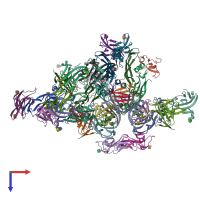 PDB entry 4fao coloured by chain, top view.