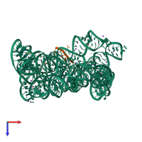 PDB entry 4faw coloured by chain, top view.