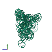 PDB entry 4fax coloured by chain, side view.