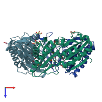 PDB entry 4fay coloured by chain, top view.