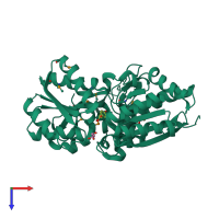 PDB entry 4fb4 coloured by chain, top view.