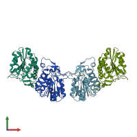 PDB entry 4fbl coloured by chain, front view.