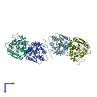 PDB entry 4fbl coloured by chain, top view.