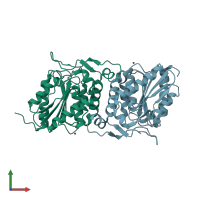 PDB entry 4fbm coloured by chain, front view.