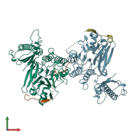 PDB entry 4fbw coloured by chain, front view.