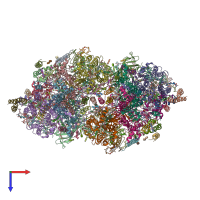 PDB entry 4fby coloured by chain, top view.