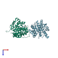 PDB entry 4fci coloured by chain, top view.