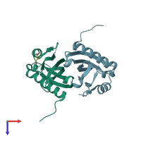 PDB entry 4fcj coloured by chain, top view.