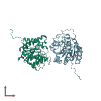 PDB entry 4fck coloured by chain, front view.