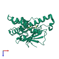 PDB entry 4fcq coloured by chain, top view.