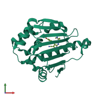 PDB entry 4fcr coloured by chain, front view.