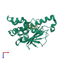 PDB entry 4fcr coloured by chain, top view.