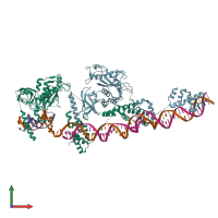 PDB entry 4fcy coloured by chain, front view.