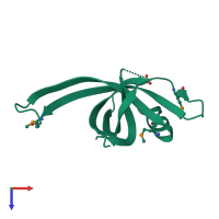 PDB entry 4fdb coloured by chain, top view.