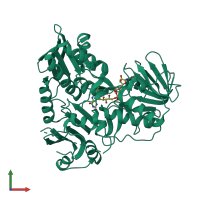 PDB entry 4fdc coloured by chain, front view.