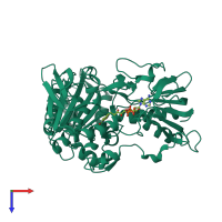 PDB entry 4fdc coloured by chain, top view.