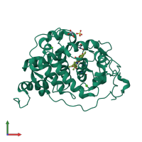 PDB entry 4fdq coloured by chain, front view.