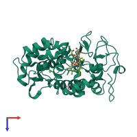 PDB entry 4fdq coloured by chain, top view.