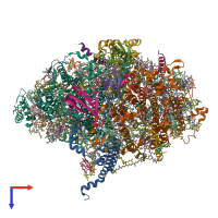 PDB entry 4fe1 coloured by chain, top view.