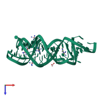 PDB entry 4fe5 coloured by chain, top view.