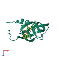 PDB entry 4fe6 coloured by chain, top view.