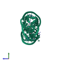 PDB entry 4fen coloured by chain, side view.