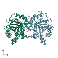 PDB entry 4ff7 coloured by chain, front view.