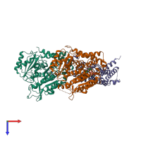 PDB entry 4ffb coloured by chain, top view.