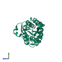 PDB entry 4ffd coloured by chain, side view.
