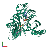 PDB entry 4ffo coloured by chain, front view.