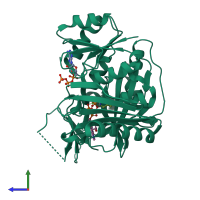 PDB entry 4ffo coloured by chain, side view.
