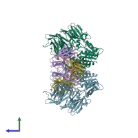 PDB entry 4ffv coloured by chain, side view.