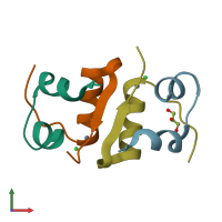 PDB entry 4fg3 coloured by chain, front view.