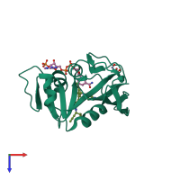 PDB entry 4fgg coloured by chain, top view.