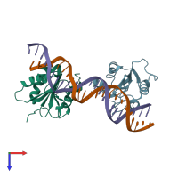 PDB entry 4fgn coloured by chain, top view.