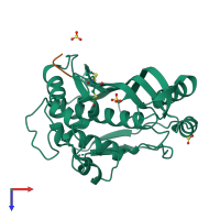 PDB entry 4fgt coloured by chain, top view.