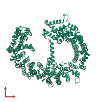 PDB entry 4fgv coloured by chain, front view.