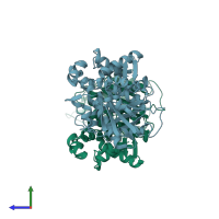 PDB entry 4fgw coloured by chain, side view.