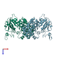 PDB entry 4fgw coloured by chain, top view.