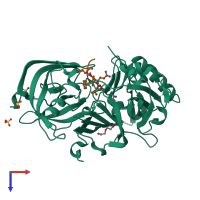 PDB entry 4fgx coloured by chain, top view.