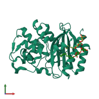 PDB entry 4fh4 coloured by chain, front view.