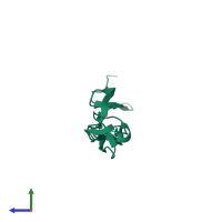 PDB entry 4fhq coloured by chain, side view.