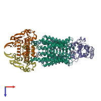 PDB entry 4fi3 coloured by chain, top view.
