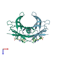 PDB entry 4fi7 coloured by chain, top view.