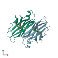 PDB entry 4fi8 coloured by chain, front view.