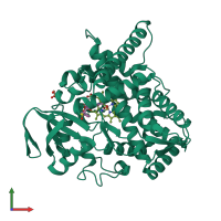 PDB entry 4fia coloured by chain, front view.