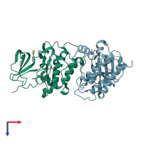 PDB entry 4fic coloured by chain, top view.