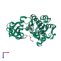PDB entry 4fii coloured by chain, top view.